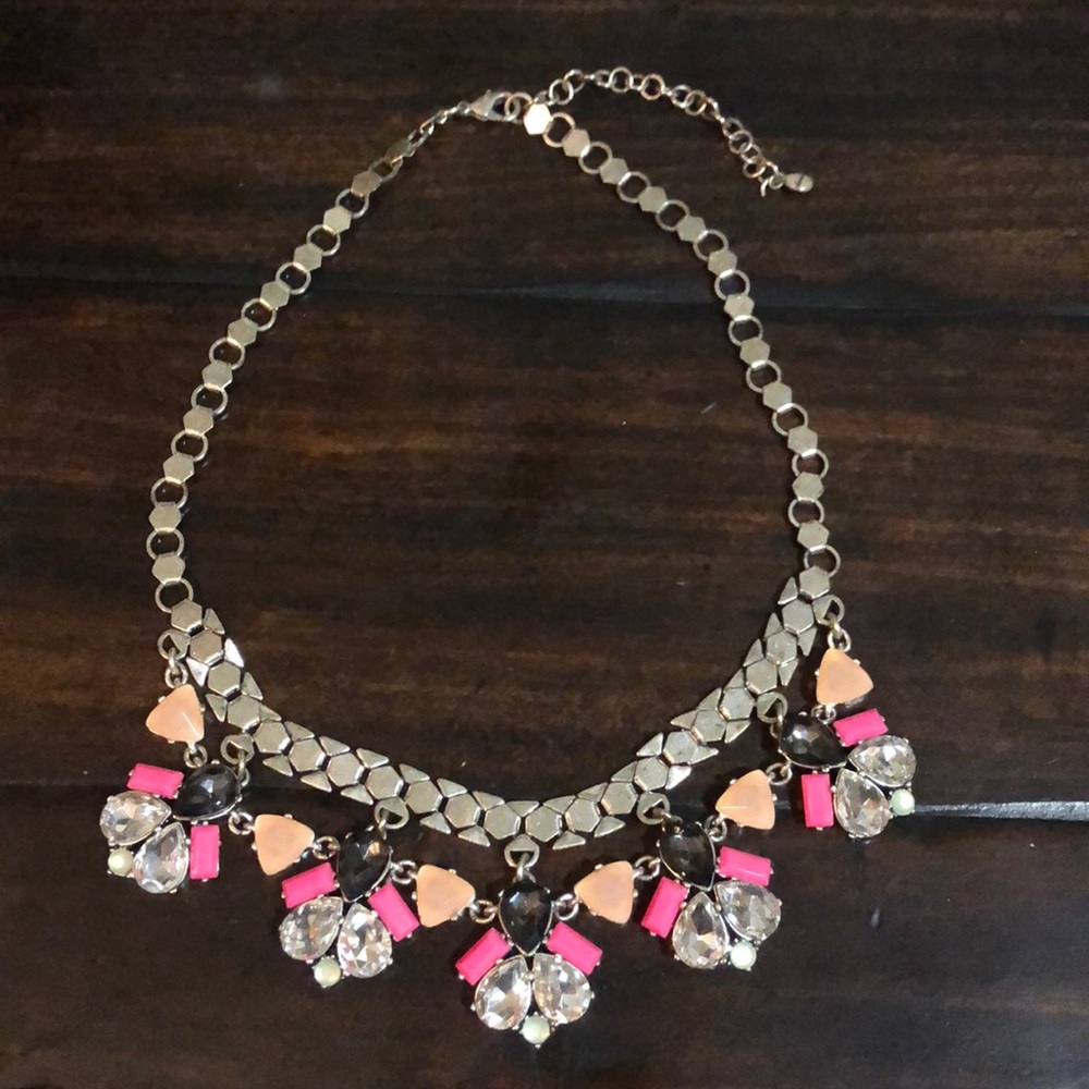 Pink and silver statement necklace